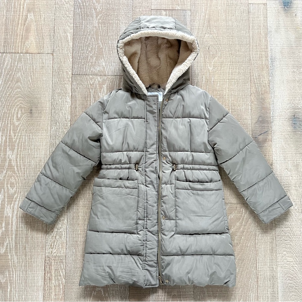Zara Taupe Hooded Jacket - Size 9 like new